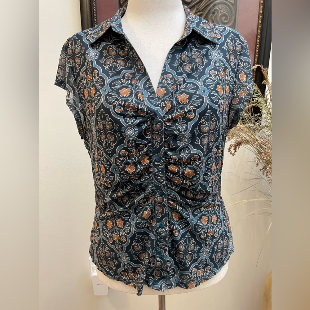 Les Serein Short Sleeve Rushed Dark Teal Shirt - XL